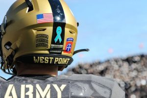 The Army Black Knights sported the 82nd Airborne Division patch during their football game against the Wake Forest Demon Deacons at U.S. Military Academy West Point's Michie Stadium.