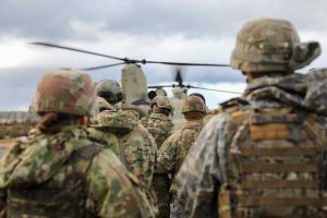 CH-47 Chinook Helicopter prepares to take off