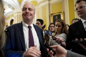 Sen. Chris Van Hollen, D-Md., speaks to reporters