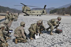 Soldiers take part in a drill in Pocheon, South Korea