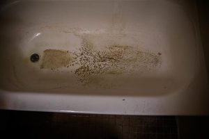 A degraded bathtub pictured at Smoke Bomb Hill is shown to members of the media during the XVIII Airborne Corps media day on Sept. 8, 2022, at Fort Bragg, N.C.