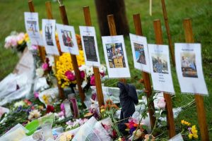 Rain soaked memorials in Lewiston, Maine