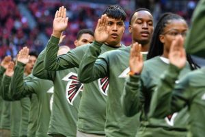 General Randy A. George, administers the Oath of Enlistment