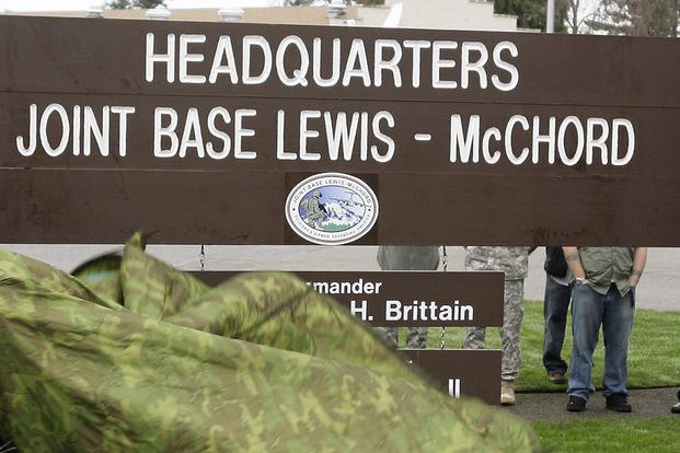 The sign at Joint Base Lewis-McChord.