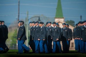 U.S. Army soldiers march across Inouye Parade Field for their Initial Entry Training (IET) graduation ceremony.