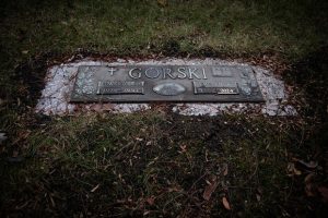 World War II veteran Edward Gorski Jr., who died in 1993 of a heart attack, is buried at Elm Lawn Memorial Park in Elmhurst, Illinois.