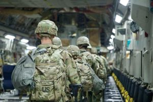 U.S. Army soldiers depart for a mission along the Southern Border