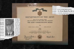 Newspaper clips from newspapers.com, illustration by Hrisanthi Pickett of The War Horse.