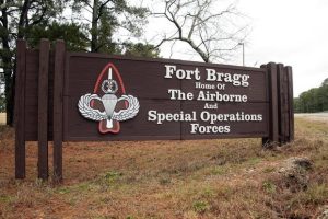 In this Jan. 4, 2020, file photo a sign for Fort Bragg, N.C., is shown.