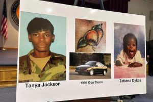 Police and prosecutors display photos of Tanya Jackson and Tatiana Dykes