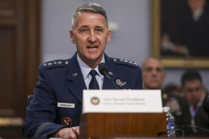 Air Force Gen. Steve Nordhaus, chief of the National Guard Bureau, testifies during a House Appropriations Committee Subcommittee on Defense oversight hearing in Washington.