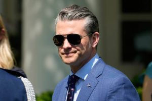 Secretary of Defense Pete Hegseth arrives for a National Day of Prayer event in the Rose Garden