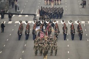 A military parade commemorating the Army's 250th anniversary.