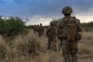 U.S. soldiers conduct a patrol near Bisbee, Ariz.