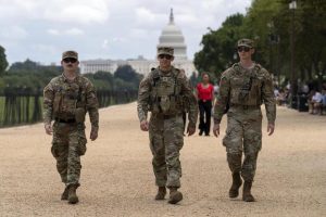 Members of the Louisiana National Guard patrol the National Mall