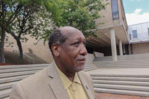 Vietnam War veteran John L. Smith is shown at Essex County College.